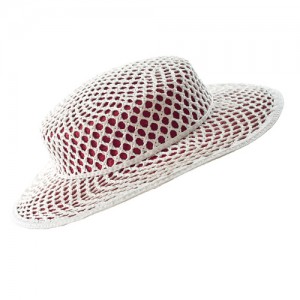 Canotier made of straw and paper, cherry red white