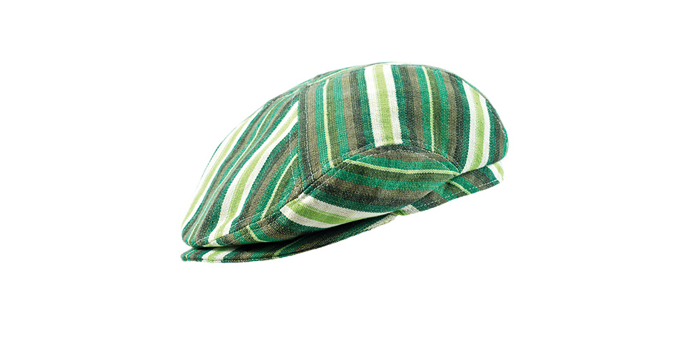 Flat cap green linen