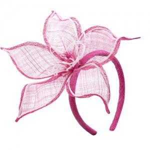 Sisal straw headband blossom fuchsia/white