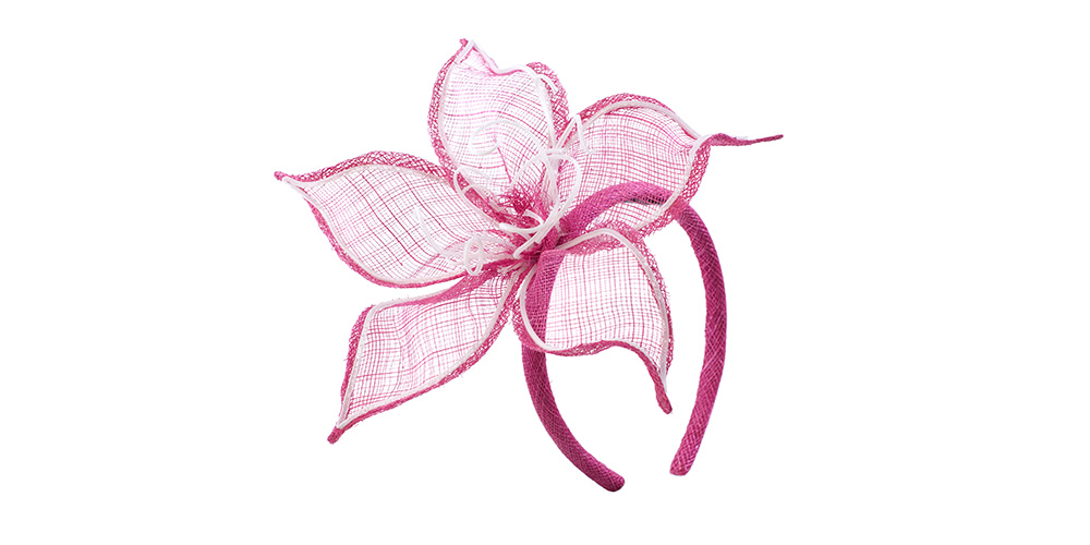 Sisal straw headband blossom fuchsia/white