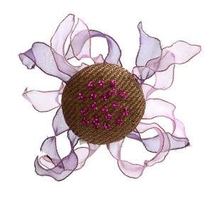 Hair clip with organza leaves beige/purple tones