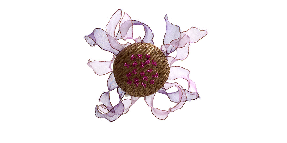 Haarclip mit Organzablättern beige/violett Töne