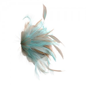 Feather clip turquoise/beige