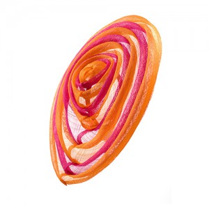 Large Sinamay-hairclip hot pink/orange strips