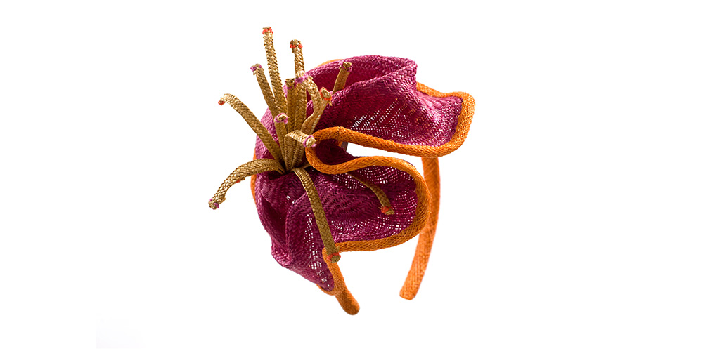 Sisal straw flower magenta/orange