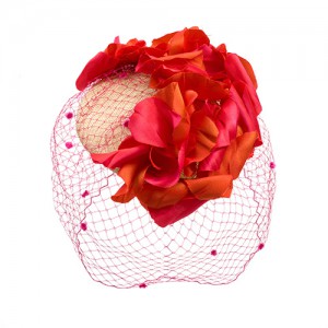 Small cap with veil and silk flowers