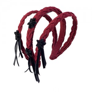 Braided triple rowed headband, bordeaux