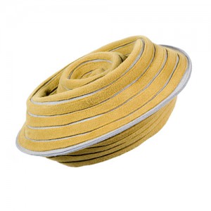 Felt hat velor gold with a gray velvet ribbon