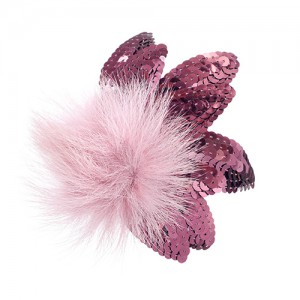 Hair clip sequins lambs fur