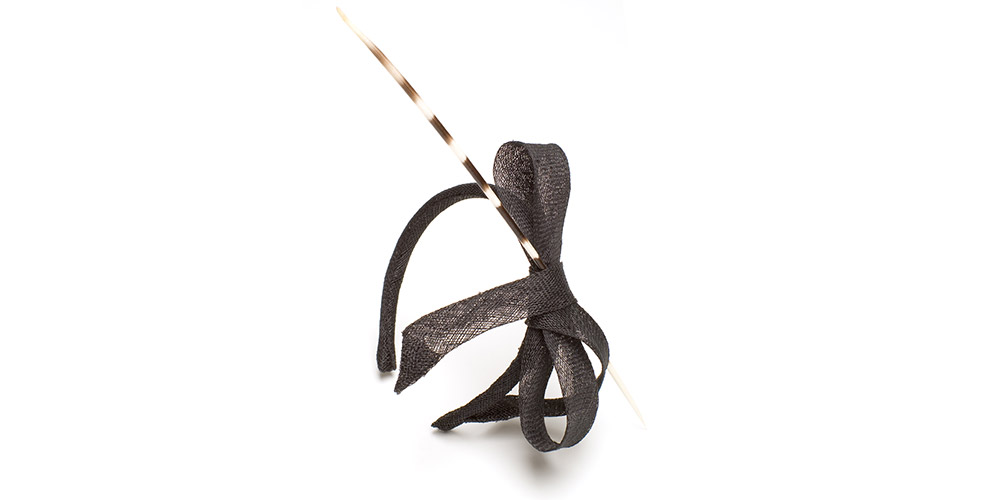 Sisal straw fabric headband with porcupine quill