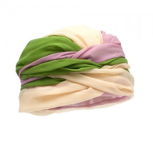 Turban, Chiffon, rosa/grün/gelb