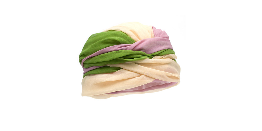Turban, Chiffon, pink/green/yellow