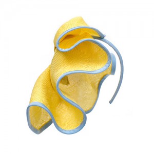 Blossom headband, sisal straw, lemon/light blue