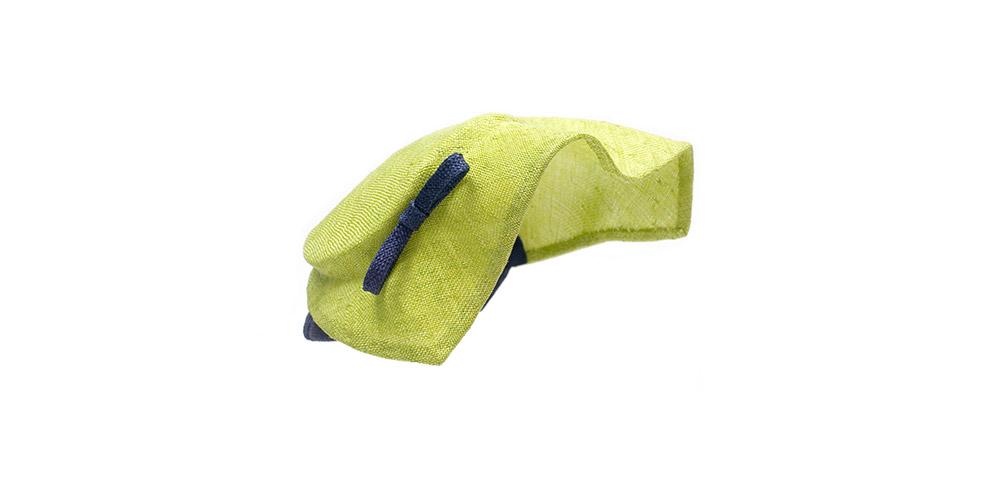 Shell cap, sisal straw, lemon/dark blue