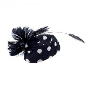 Dotted Toque black and white with feathers