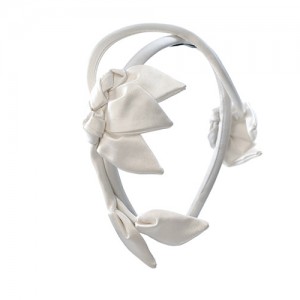 Bridal headband with satin leaves