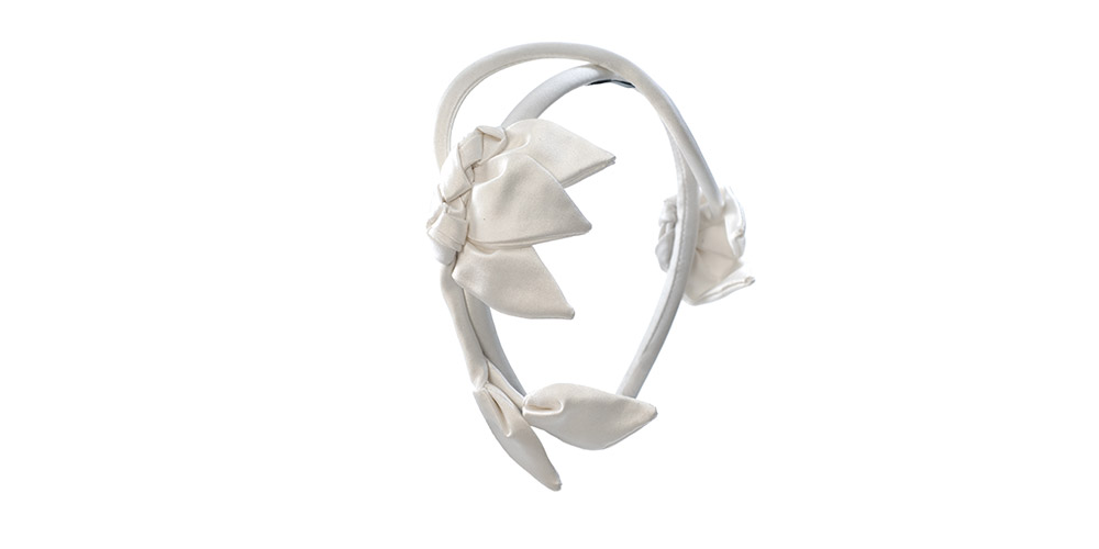 Bridal headband with satin leaves