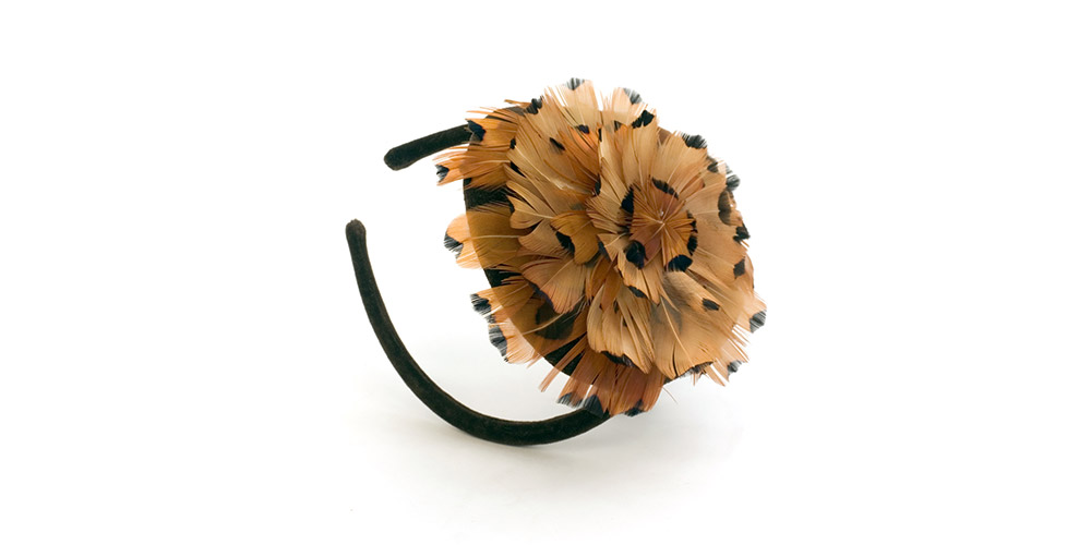 Brown velvet and heart pheasant feathers