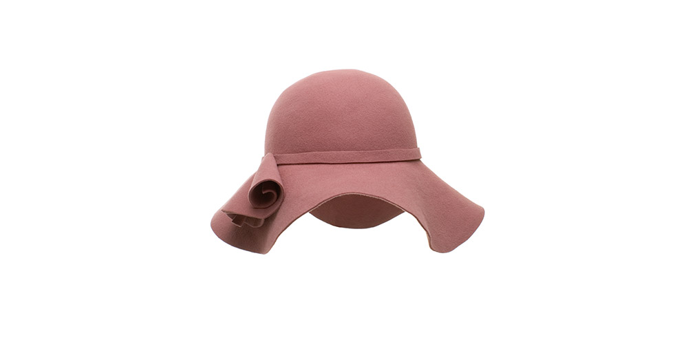 Floppy hat, cloth felt dusky pink with blossom