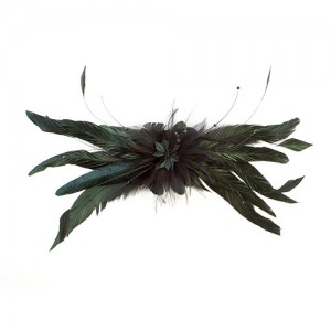 Hair clip with rooster feathers and Swarowskis