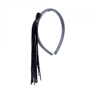 Headband grey satin with chopstick tassel