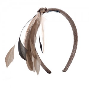 Light brown snake headband with feathers