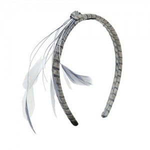Grey snake headband with feather