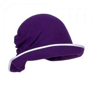Purple felt hat with white edging