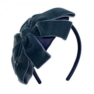 Satin headband with grey velvet loops