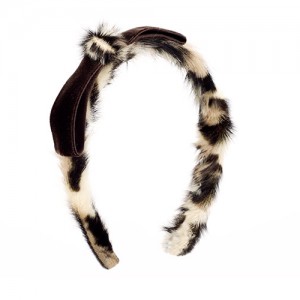 Headband with velvet bow (goat on ocelot trimmed)