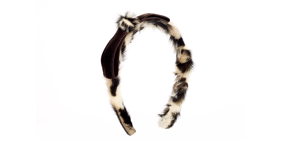 Headband with velvet bow (goat on ocelot trimmed)