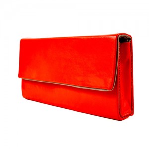 Red leather clutch