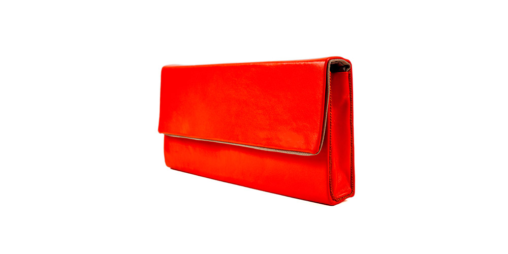 Red leather clutch