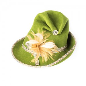 Pointed fur felt hat with feather tuff