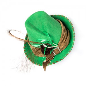 Pointed fur felt hat with feather tuff