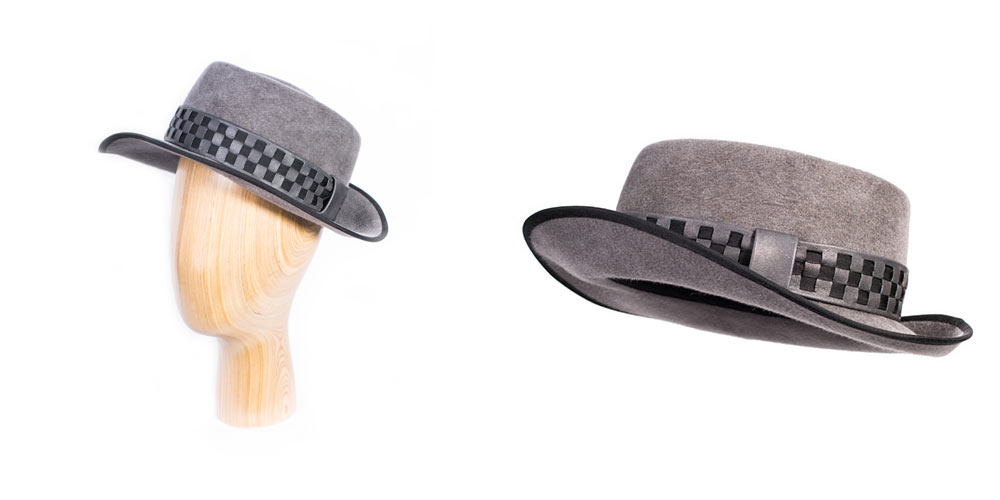 Fedora velor with leather trim