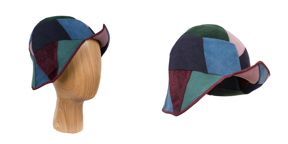 Patchwork small lapel hat fur felt