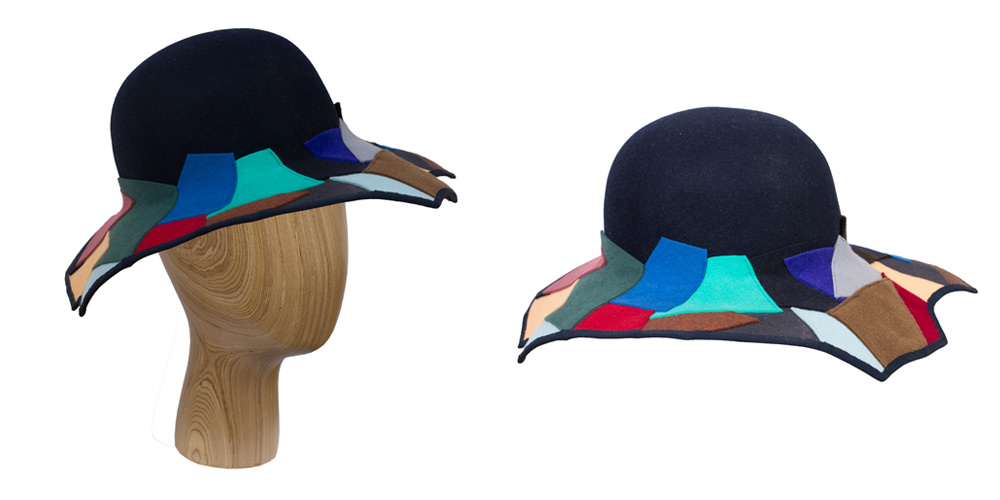 Patchwork floppy hat fur felt