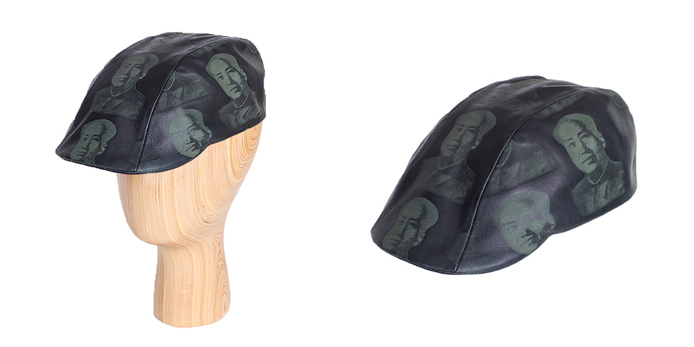 Flat cap, printed leather