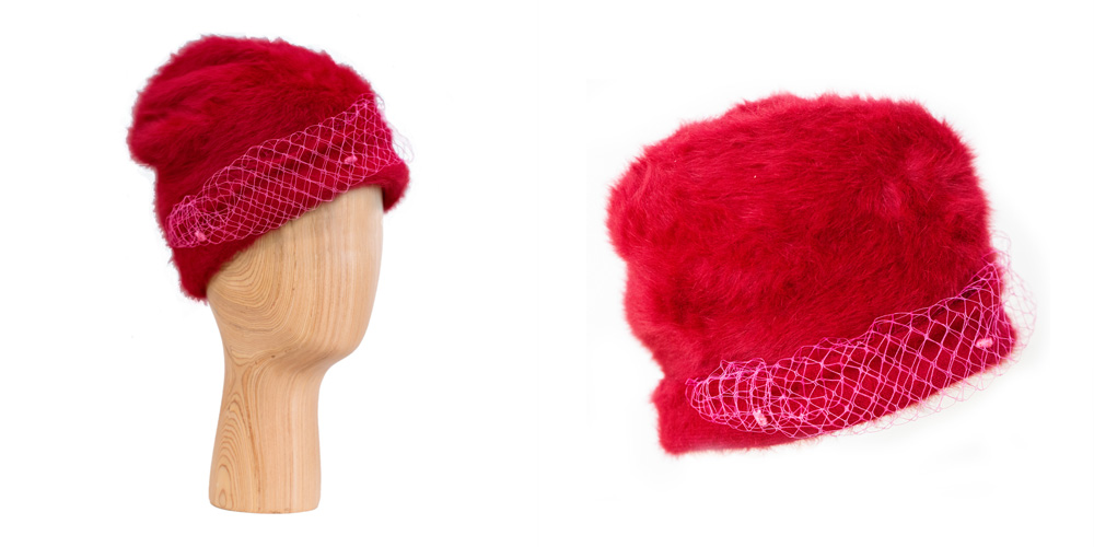 Angora beanie with veil